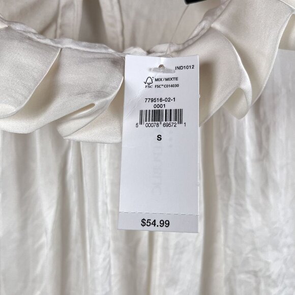 NWT Banana Republic Fast Long Sleeve Ruffle Neck Snow Day Blouse Sz Small - Picture 6 of 6